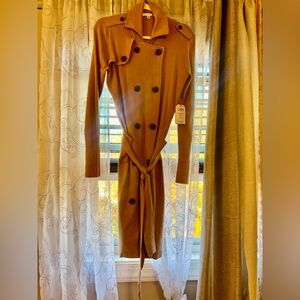 🎄 tis the season to be adorable🎄

Cabi Double Breasted Long 
Trench Sweater